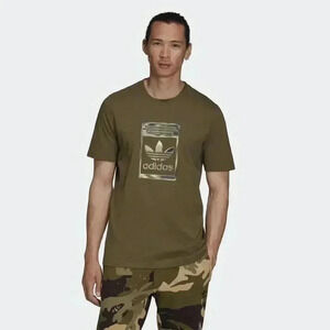 Adidas Trefoil Iridescent Logo Olive Green Short Sleeve T-Shirt Sz M